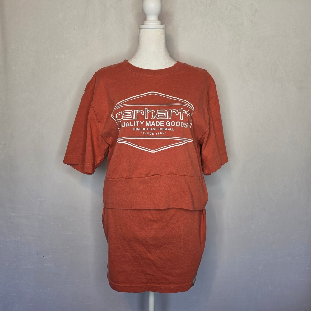 Carhartt Handcrafted T-Shirt Dress Biker edgy Graphic Logo Loose Fit Small